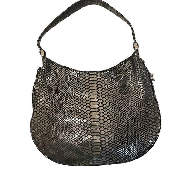 MILLY Metallic Mirrored Python Expandable Hobo Bag - Picture 3 of 15